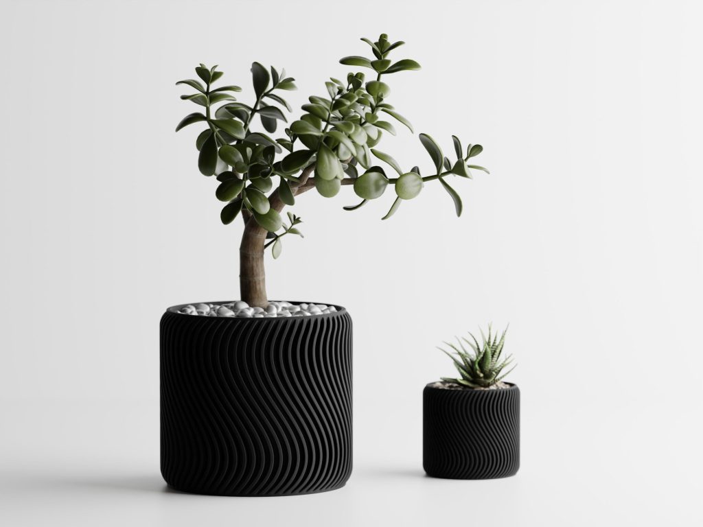 Rippled Wave Cylinder Planter – 4" – product image