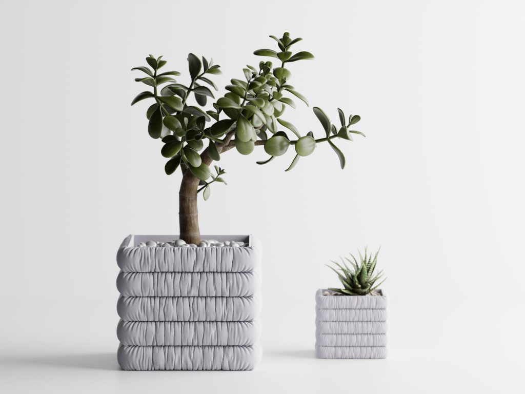 Inflated Soft Cloth Planter No. 8 – Quilted Wave, 4" – product image