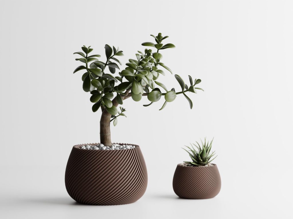 Modern Ribbed Planter No. 5 – Diagonal Rib Bowl, 4" – product image