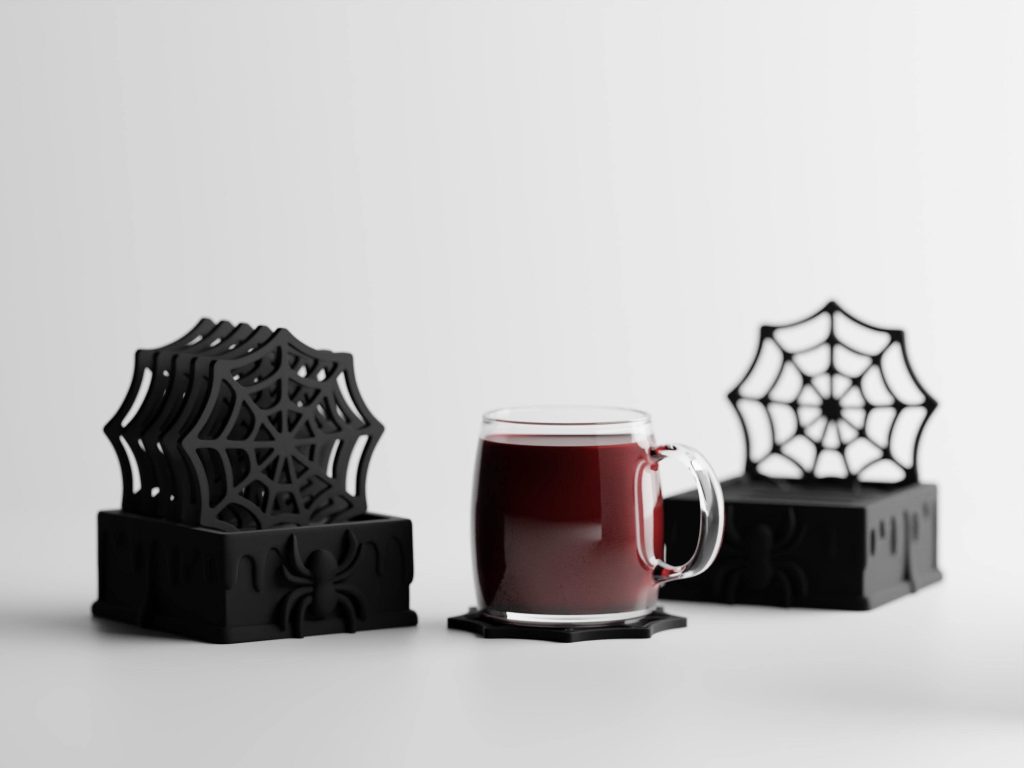 Arachnis Spiderweb Coaster Set with Stand – product image