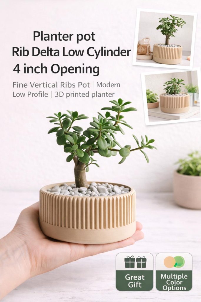 Rib Delta No. 1 Low Cylinder Planter – 4" – product image